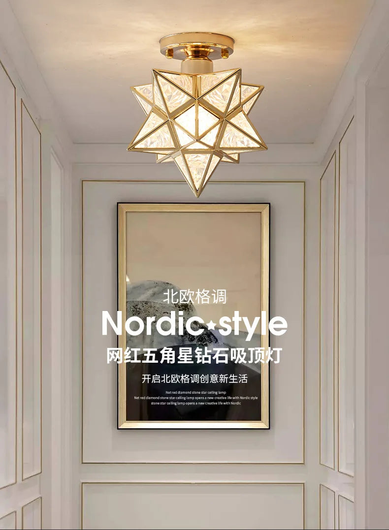 Lamps for Living Room Decor Five-pointed chandelier Modern Balcony Corridor Porch Fashion Network Red Star Ceiling Light