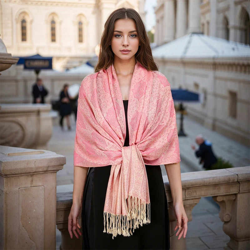 2025 Luxury Thick Cashmere Scarf for Women – Printed Pashmina Wrap, Travel Poncho & Warm Winter Shawl