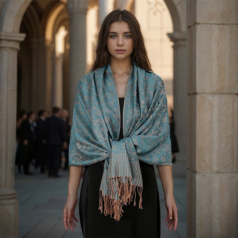 2025 Luxury Thick Cashmere Scarf for Women – Printed Pashmina Wrap, Travel Poncho & Warm Winter Shawl