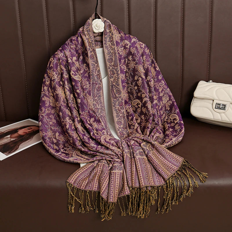 Luxury Brand Autumn Cashmere Pashmina Shawl – Warm Winter Printed Wrap & Cotton Scarf 2025