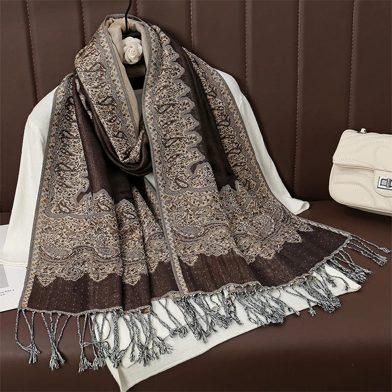 Luxury Brand Autumn Cashmere Pashmina Shawl – Warm Winter Printed Wrap & Cotton Scarf 2025
