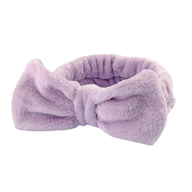 Women's Bow Headband & Wristband Set – Soft Elastic Towel Material for Face Washing, Makeup, Skincare, Yoga & Shower Use