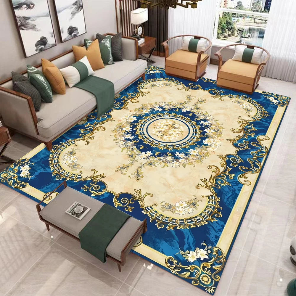 European Luxury Red Washable Rug