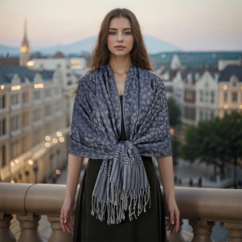 2025 Luxury Thick Cashmere Scarf for Women – Printed Pashmina Wrap, Travel Poncho & Warm Winter Shawl