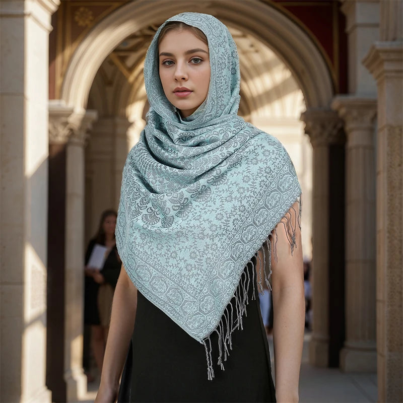 2025 Luxury Thick Cashmere Scarf for Women – Printed Pashmina Wrap, Travel Poncho & Warm Winter Shawl