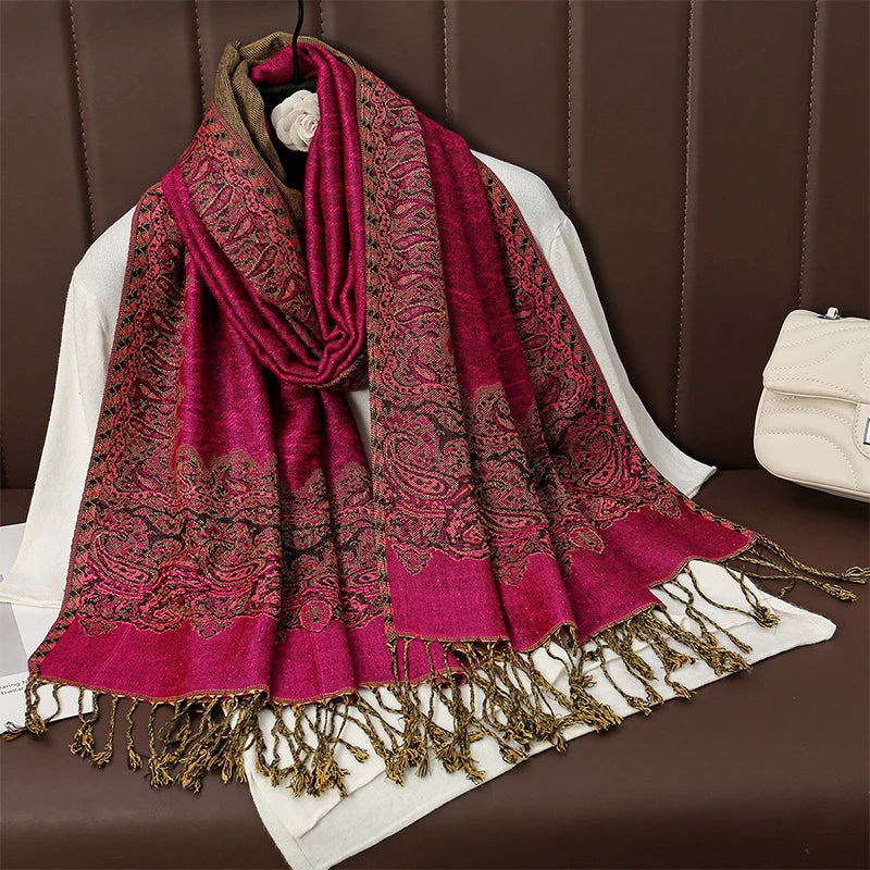 Luxury Brand Autumn Cashmere Pashmina Shawl – Warm Winter Printed Wrap & Cotton Scarf 2025