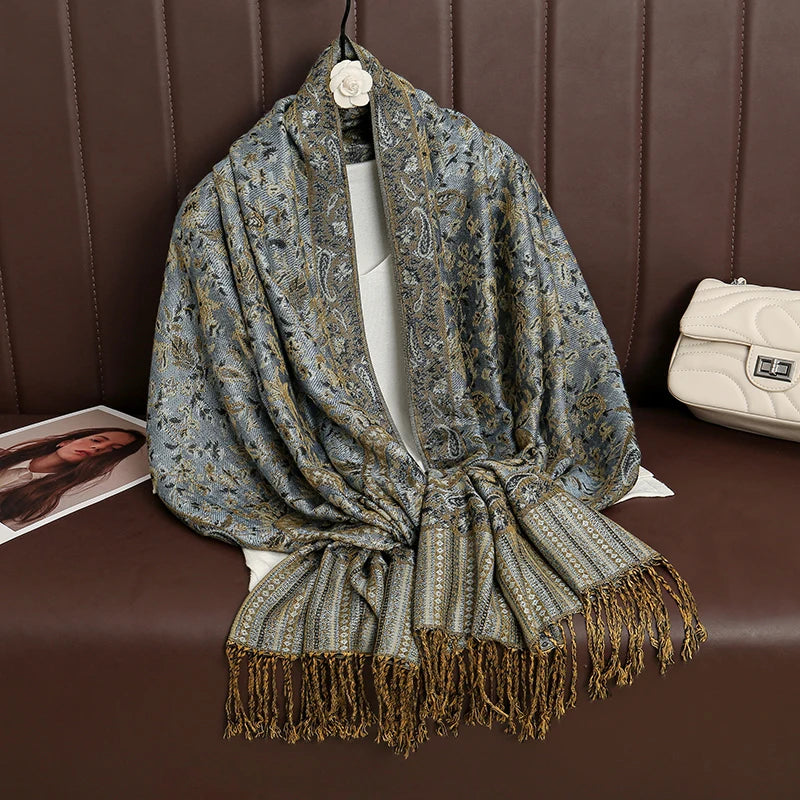 Luxury Brand Autumn Cashmere Pashmina Shawl – Warm Winter Printed Wrap & Cotton Scarf 2025