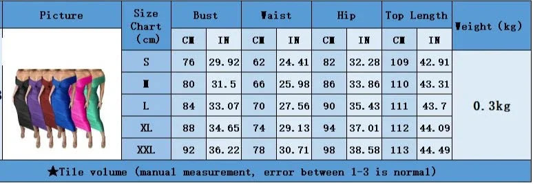 Women's sleeveless midi bodycon dress size chart with models in five colors