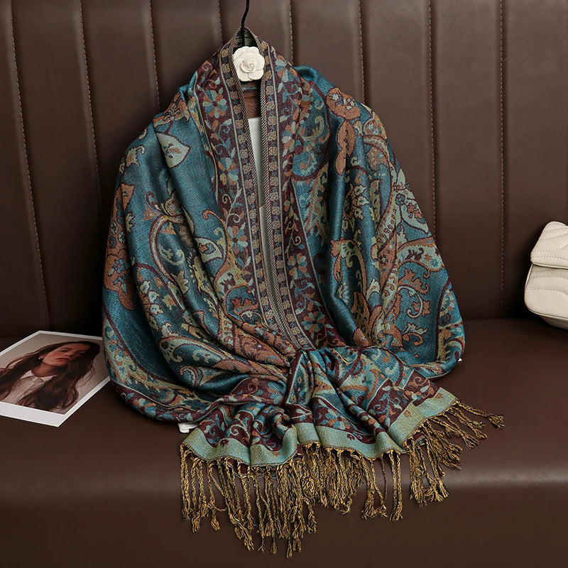 Luxury Brand Autumn Cashmere Pashmina Shawl – Warm Winter Printed Wrap & Cotton Scarf 2025