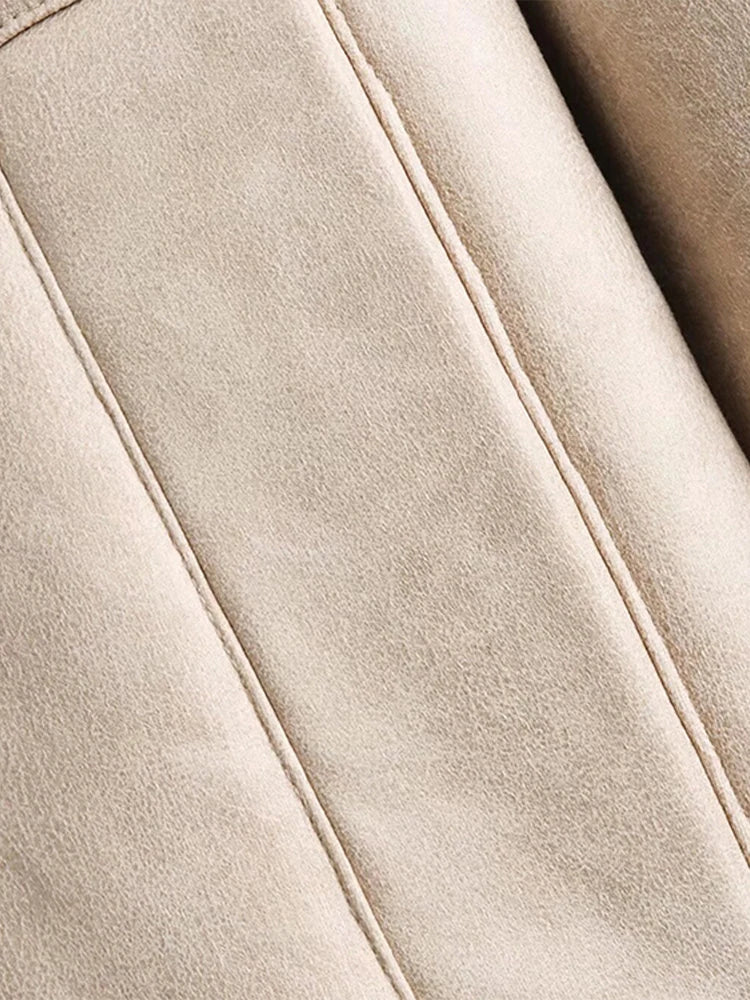 Double Sided Fur One Jacket Cotton Clothes Lamb Wool Coat Leather Jackets Women's Warm Loose Thick Lapel Fashion Casual Overcoat