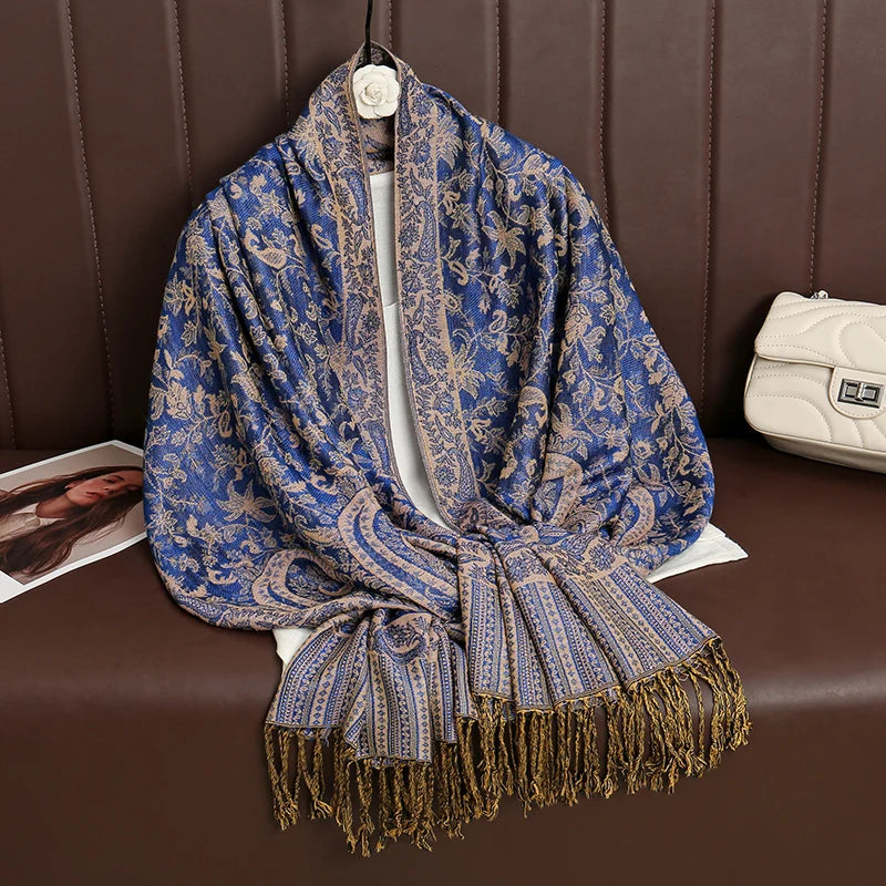 Luxury Brand Autumn Cashmere Pashmina Shawl – Warm Winter Printed Wrap & Cotton Scarf 2025