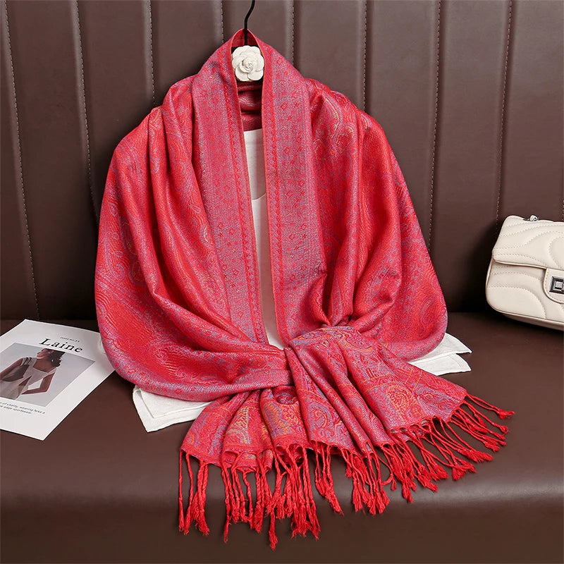 Women’s Paisley Cashmere-Feel Pashmina Shawl