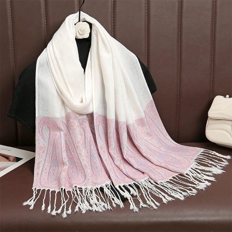 2025 Luxury Thick Cashmere Scarf for Women – Printed Pashmina Wrap, Travel Poncho & Warm Winter Shawl