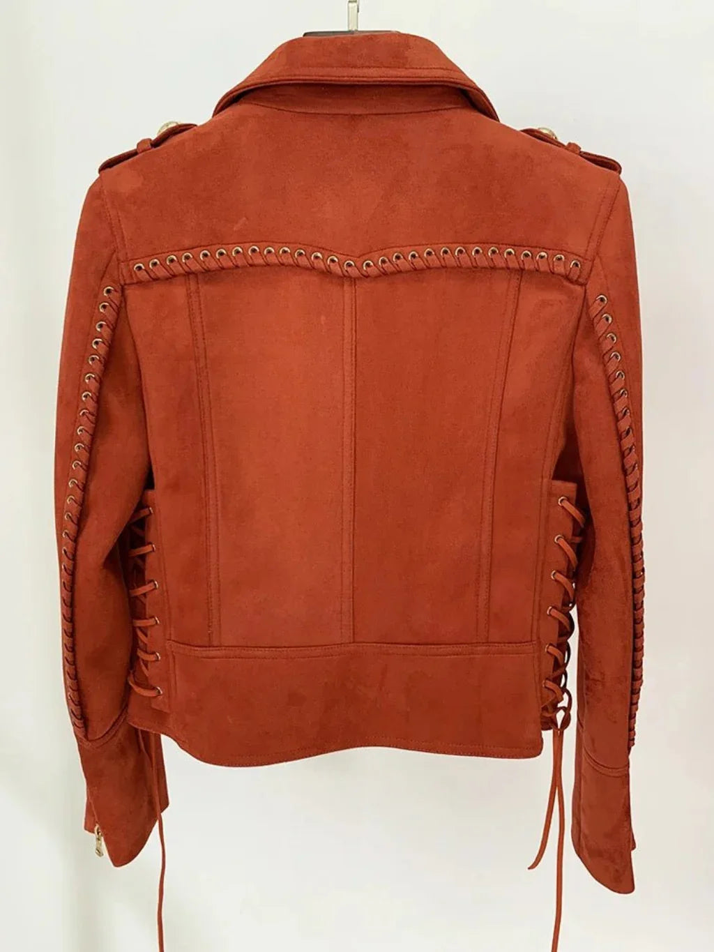 Brown Faux Suede Biker Jacket
