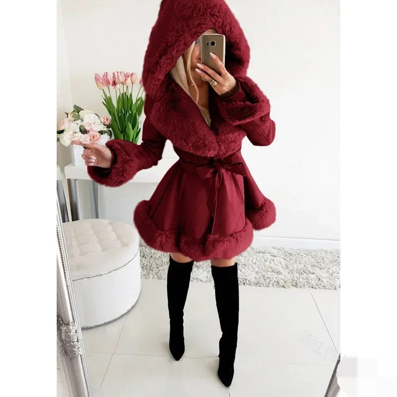 Hooded Faux Fur Parka Women