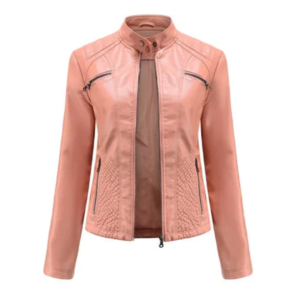Lavender PU Moto Leather Jacket