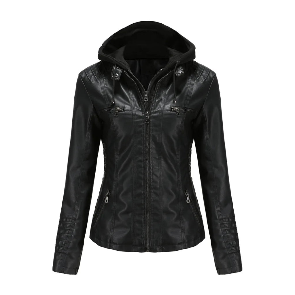Luxury PU Leather Moto Hoodie