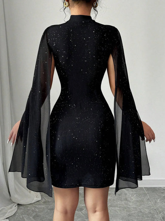 Luxury Sequin Cape Dress