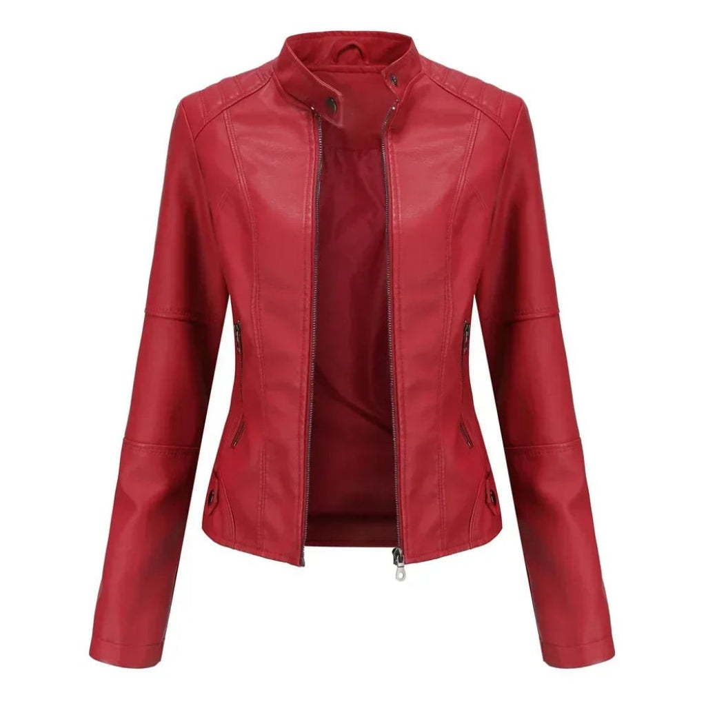 Faux Leather Moto Jacket Women