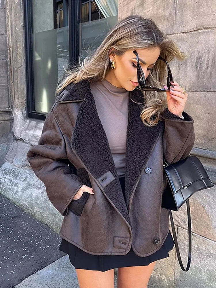 Stylish Warm Fur Wool Coat