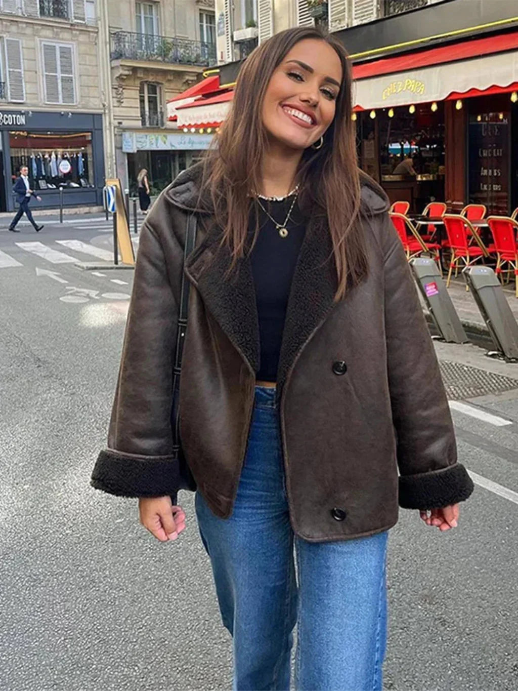 Stylish Warm Fur Wool Coat