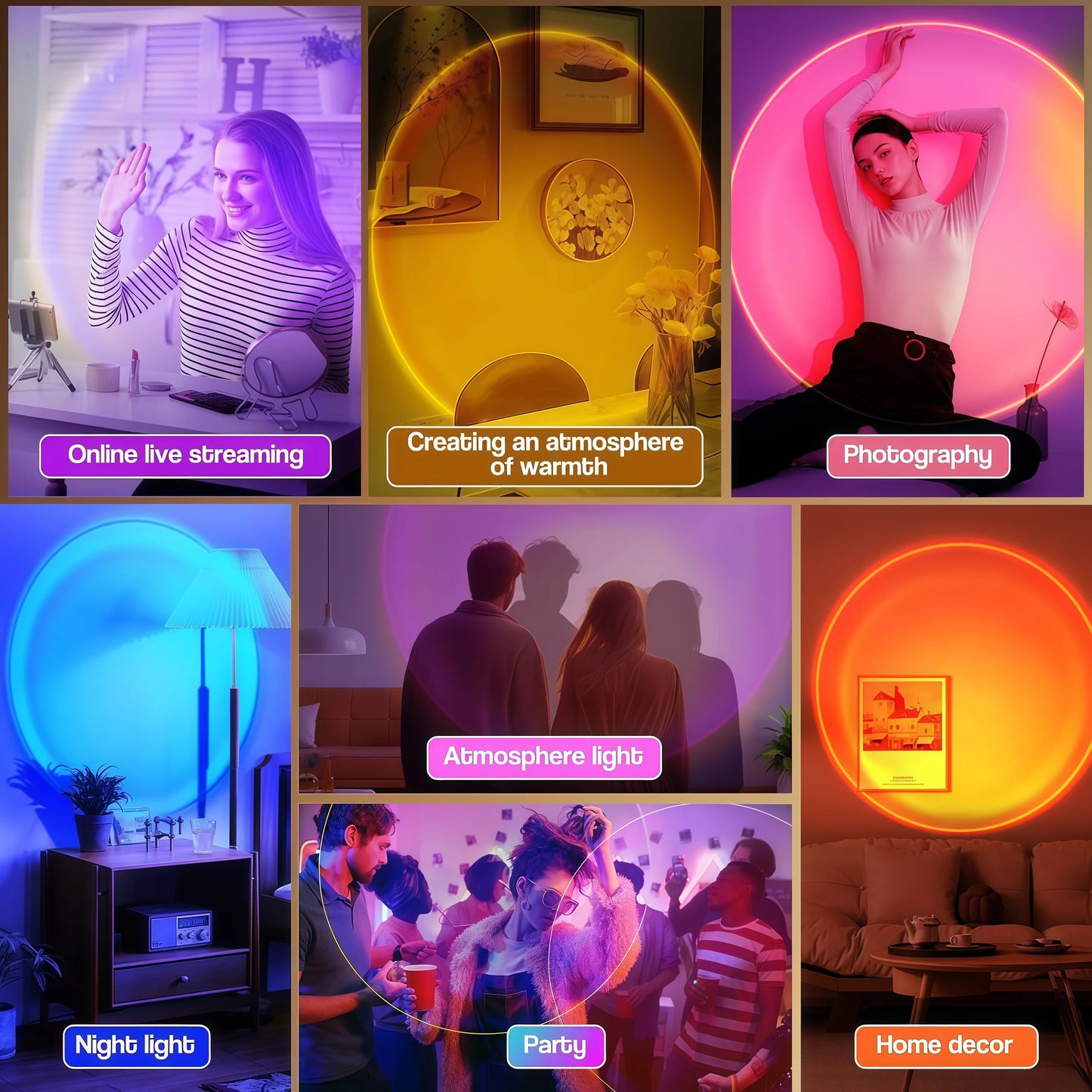 Sunset Lamp Projector 16Color LED Night Light for Photography, Parties