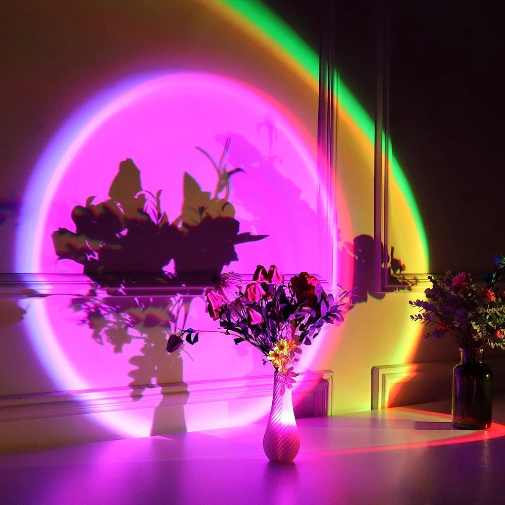 Sunset Projection LED Lamp – 16-Color Ambient Light with Remote