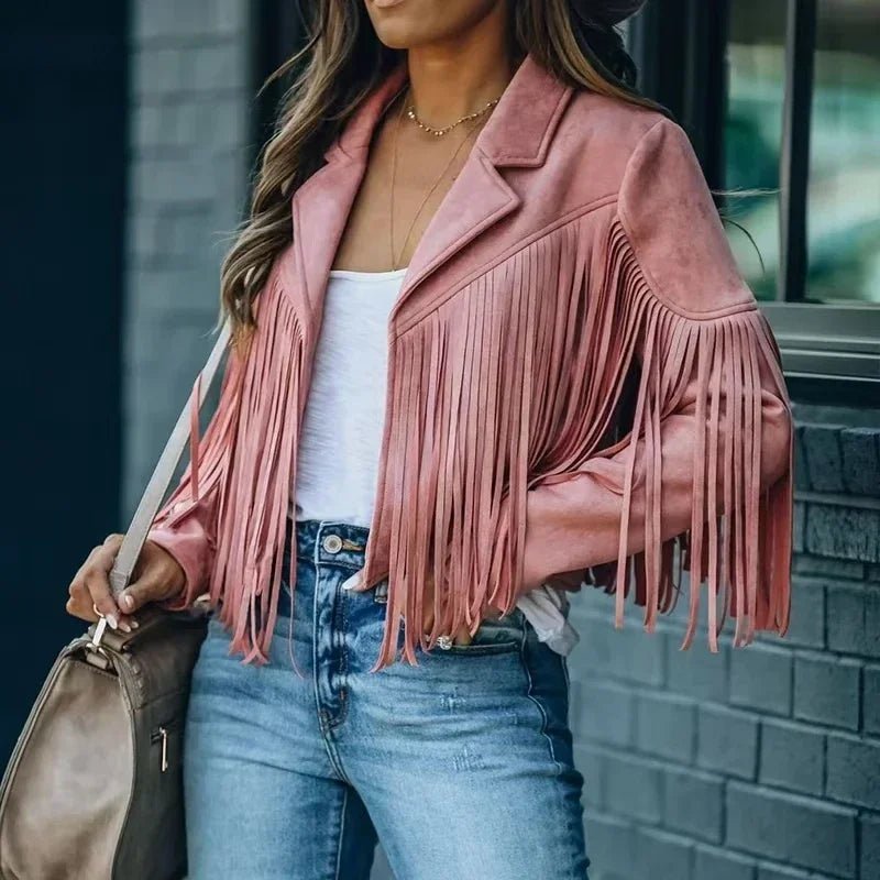 Vintage Suede Fringe Jacket Women