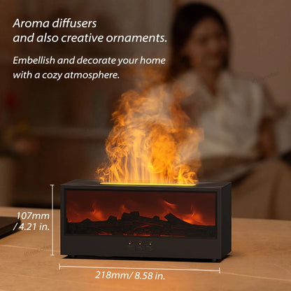 150ml Simulated Fireplace Aroma Diffuser – Ultrasonic Humidifier with Remote