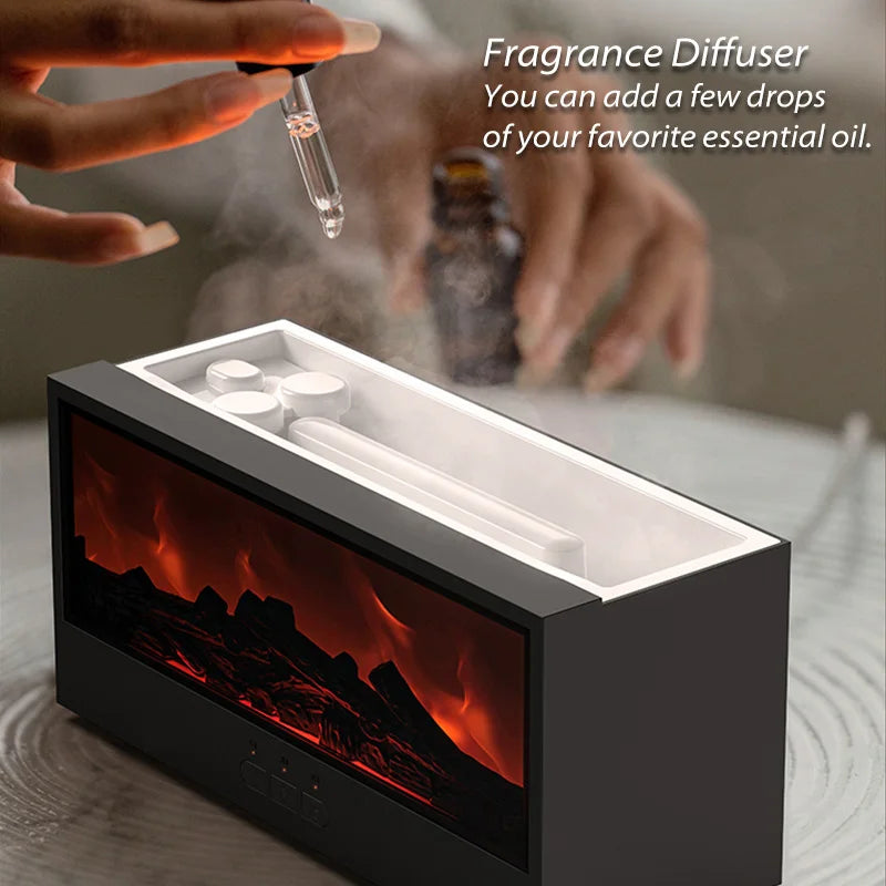 150ml Simulated Fireplace Aroma Diffuser – Ultrasonic Humidifier with Remote