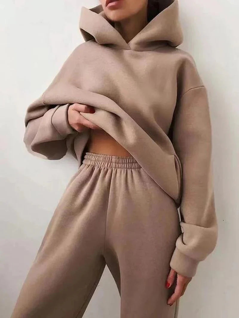 #A48B78Two-Piece Tracksuit Set
