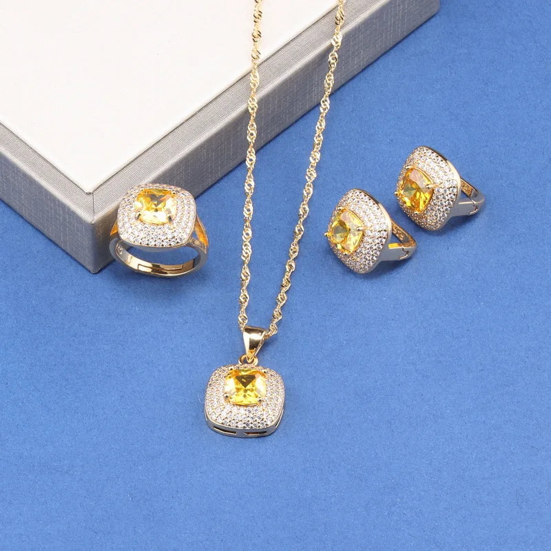 18K Gold Bridal Jewelry Set