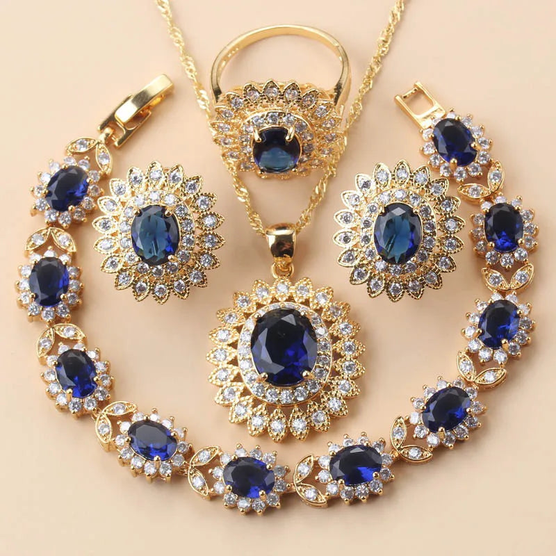 18K Gold Sunflower Bridal Jewelry Set