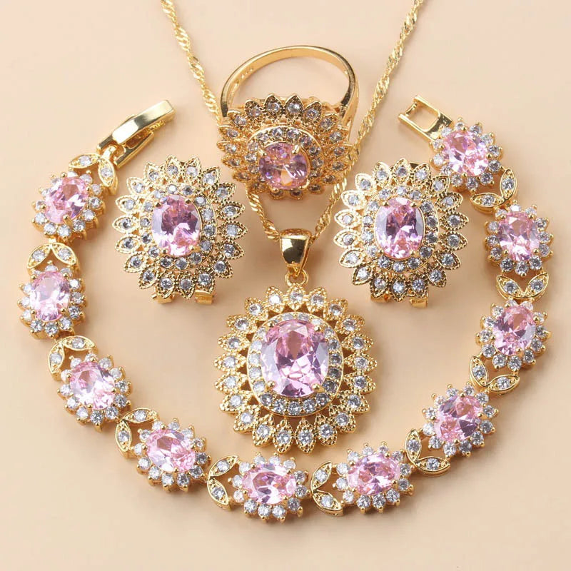 18K Gold Sunflower Bridal Jewelry Set