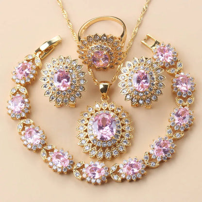 18K Gold Sunflower Bridal Jewelry Set