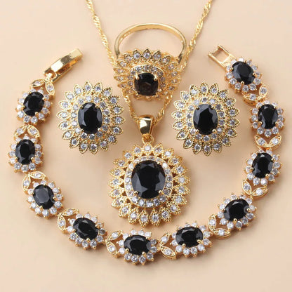 18K Gold Sunflower Bridal Jewelry Set
