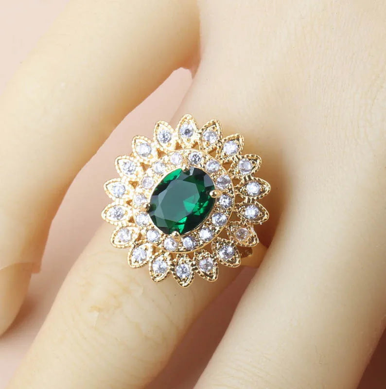 18K Gold Sunflower Bridal Jewelry Set