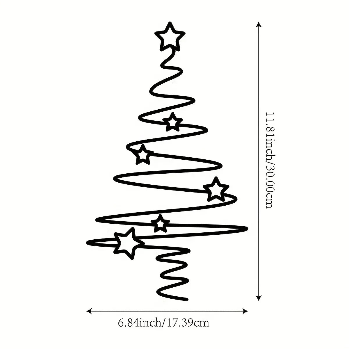 1pc Black Metal Christmas Tree Wall Art with Stars
