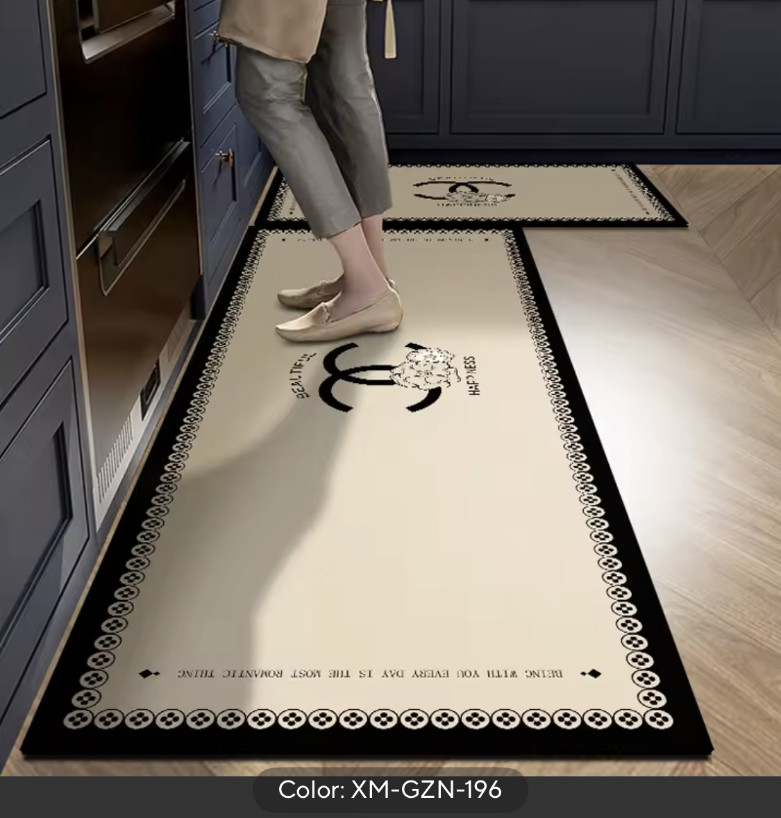 Cream Luxe Anti-Slip Kitchen Floor Mat Soft Absorbent Runner Rug (Multiple Sizes Available)