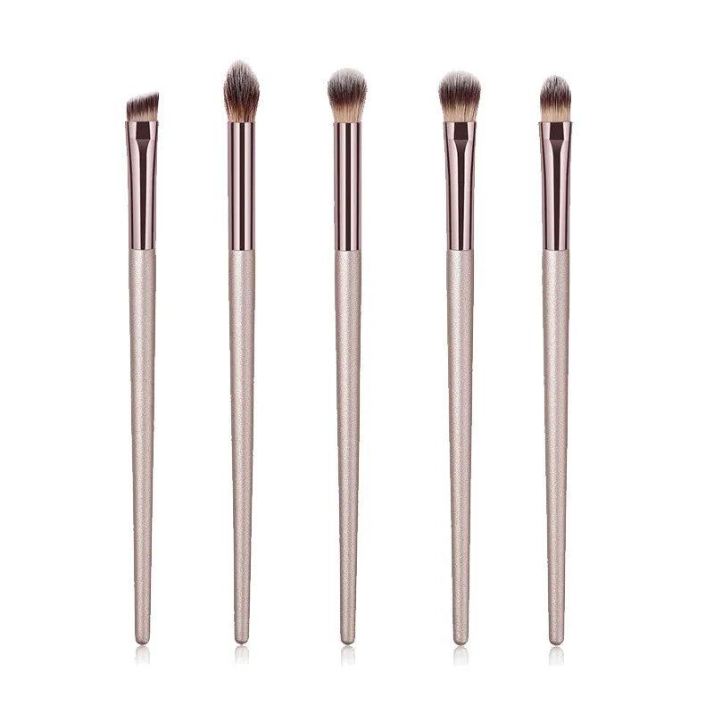 Set of 4 or 10 Champagne Makeup Brushes – Foundation, Powder, Blush & Eyeshadow Kabuki Blending Tools