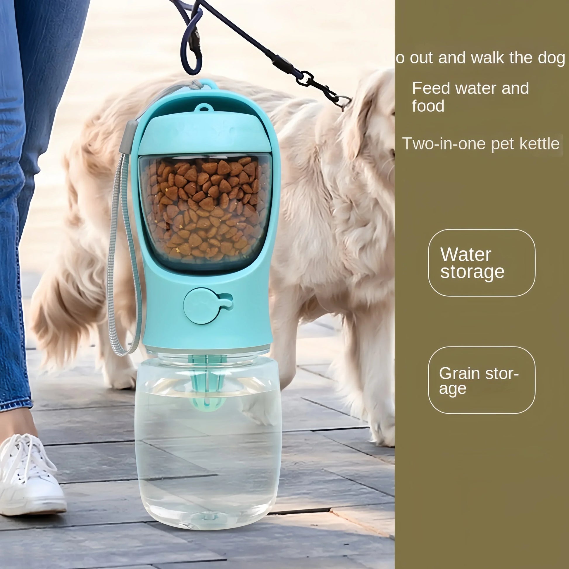 Portable Dog Water Bottle with Food Storage