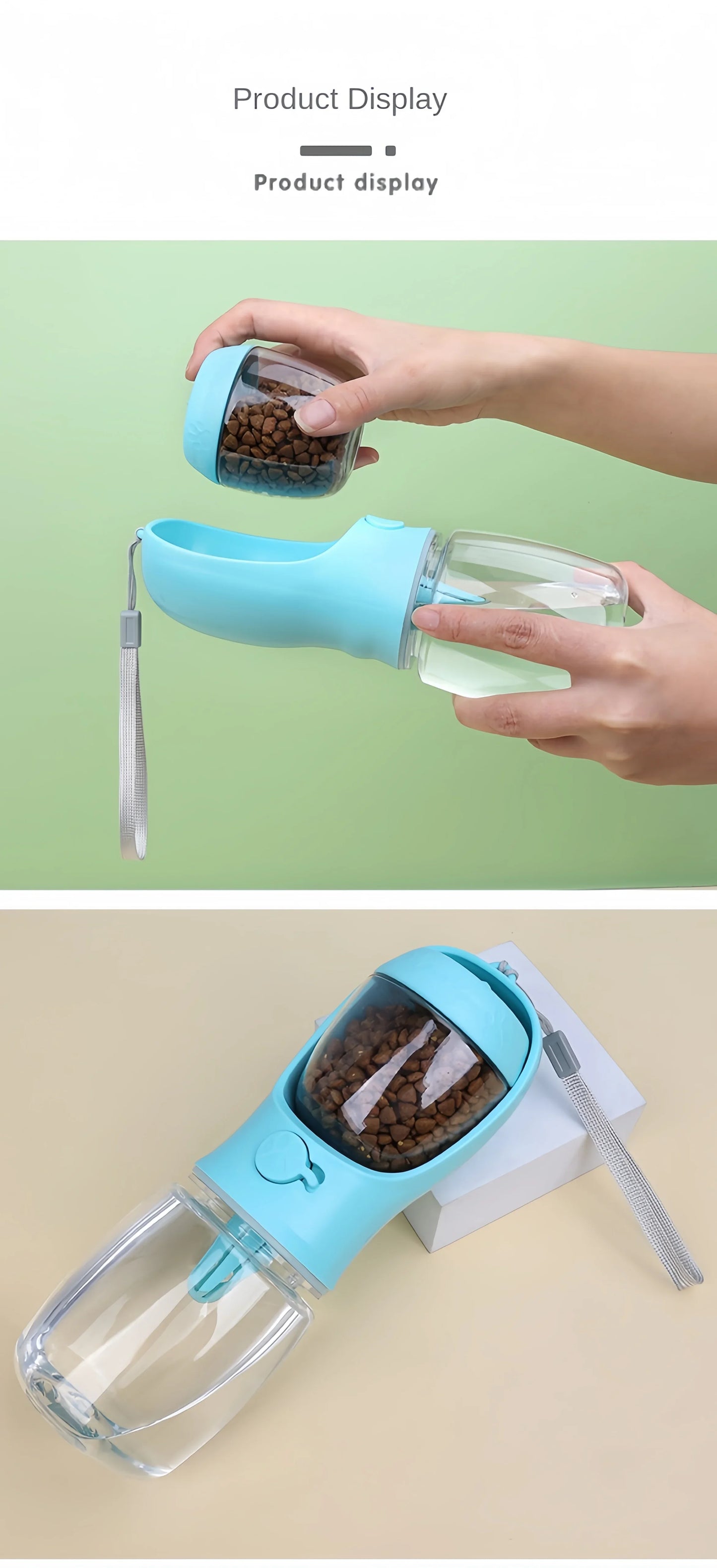 Portable Dog Water Bottle with Food Storage