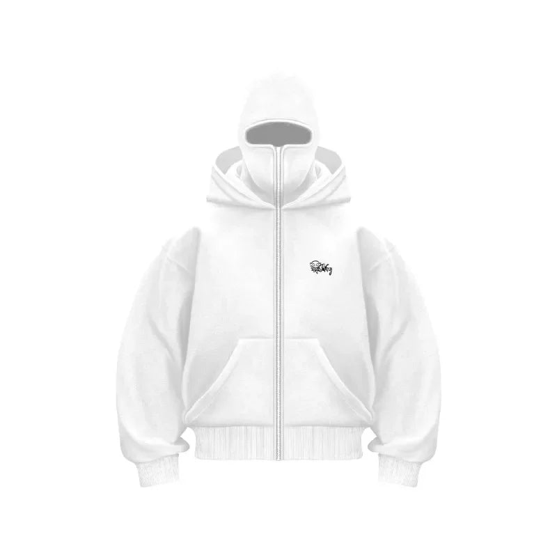 Y2K Vintage Oversized Zip-Up Hoodie – Gothic Streetwear for Men & Women