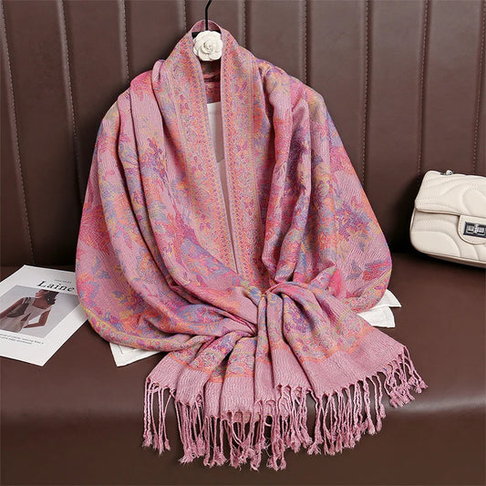 Women’s Paisley Cashmere-Feel Pashmina Shawl 
