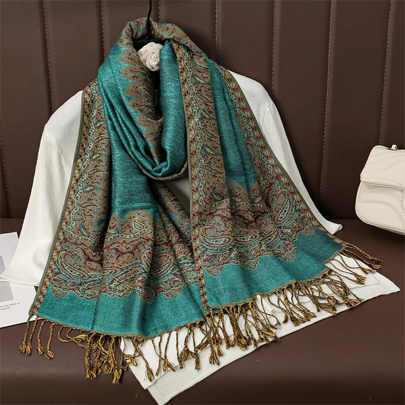 Luxury Brand Autumn Cashmere Pashmina Shawl – Warm Winter Printed Wrap & Cotton Scarf 2025