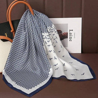 Luxury Print Satin Silk Square Scarf for Women Shawl Hijab Neckerchief Female Hair Ribbon Headband Fashion Wrap Bandana 2023 New l F.A Mirage