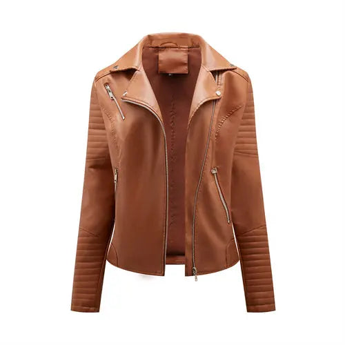 2025 Women’s Faux Leather Biker Jacket – Casual PU Zip-Up Coat S–XXXL