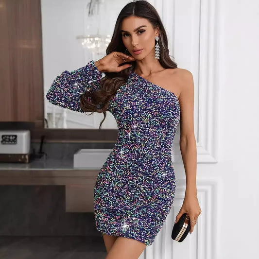 Womens Sexy Dresses Sequin Long Sleeve Evening Dresses 2025 Woman Cocktail Party Dress Short Holiday Formal Prom Dress Xiny908 – F.A. Mirage