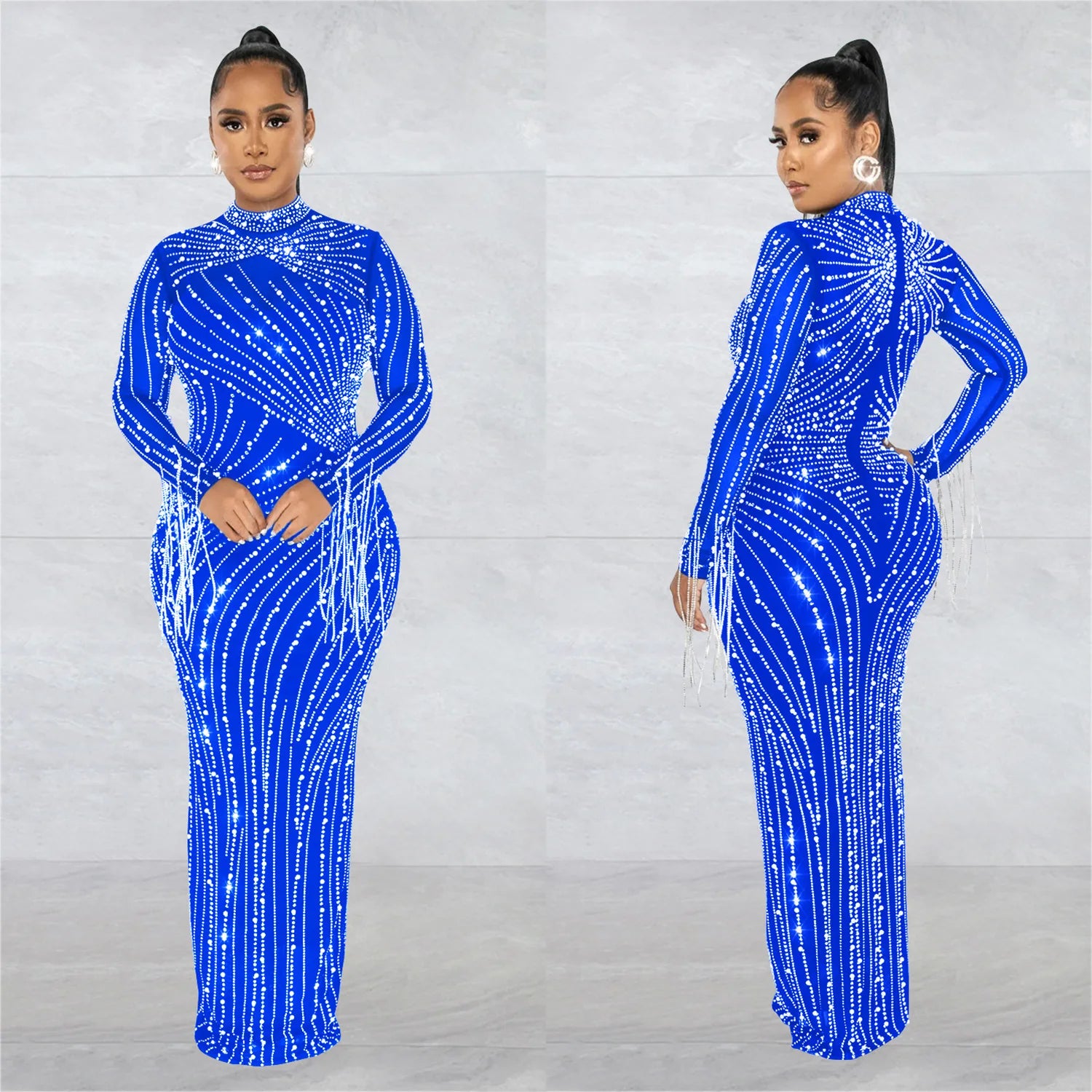 Sparkly Rhinestone Transparent Long party dress 