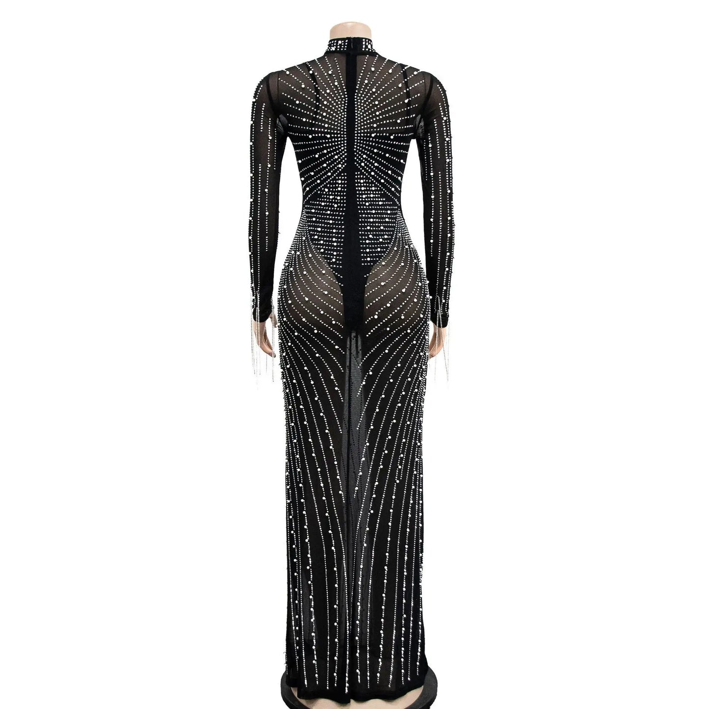 Sparkly Rhinestone Transparent Long party dress